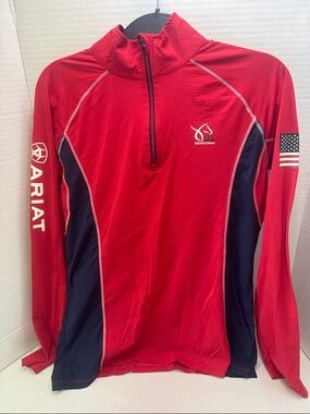 Ariat Red and Navy US Equestrian Half-Zip Performance Pullover